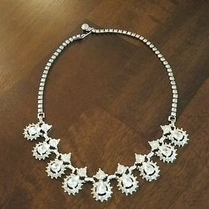 Silver Crystal Necklace 16" Crown Designs